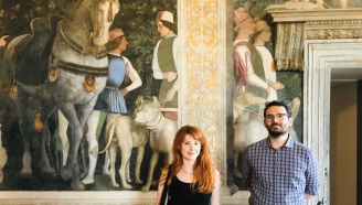 ISA, nasce a Mantova il fumetto ispirato a Isabella d'Este - Gli autori Rita Petruccioli e Lorenzo Ghetti nella Camera degli Sposi